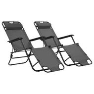 Detailed information about the product Folding Sun Loungers 2 Pcs With Footrests Steel Grey