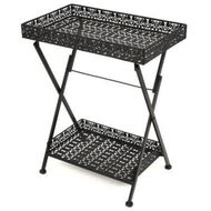 Detailed information about the product Folding Tea Table Vintage Style Metal 58x35x72 Cm Black