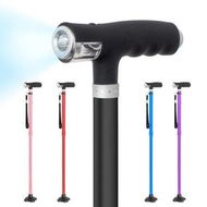 Detailed information about the product Folding Walking Cane for Men Women Lightweight Adjustable Walking Stick with LED Lights Stable Base Black