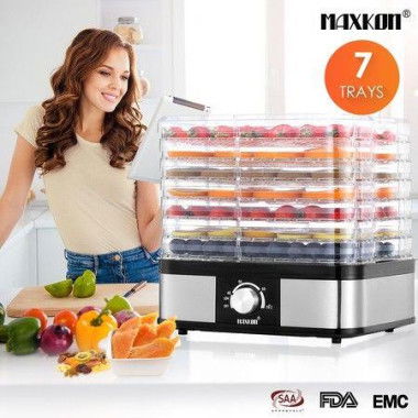 Food Dehydrator Fruit Meat Dryer Beef Jerky Maker With 7 Adjustable Trays - Black.