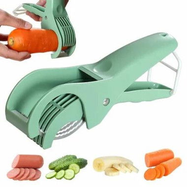 Food Manual Slicer,Stainless Steel Banana Cutter,Fruit Salad Cutter Kitchen Tools for Banana Strawberry (Green)