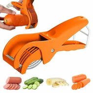 Detailed information about the product Food Manual Slicer,Stainless Steel Banana Cutter,Fruit Salad Cutter Kitchen Tools for Banana Strawberry (Orange)