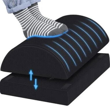 Foot Rest Under Desk Adjustable Height Footstool Washable Cover Comfortable Home Office Lumbar Relief Ergonomic Support