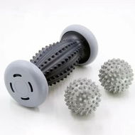 Detailed information about the product Foot Roller Massage Ball Set for Plantar Fasciitis Relief - Includes 1 Foot Massage Roller and 2 Spiky Balls (Grey)