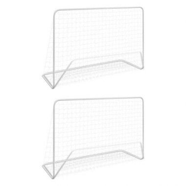 Football Goals 2 Pcs With Nets 182x61x122 Cm Steel White