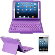 Detailed information about the product For Apple IPad Mini Stand Plastic + TPU Case Cover With Wireless Bluetooth Keyboard - Purple.