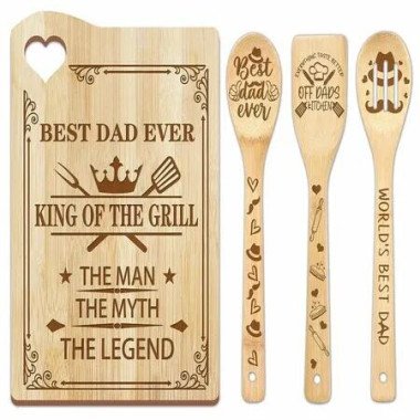 For Dad Cutting Board Set Bamboo Chopping Board EcoFriendly Chef Fathers Day Birthday Gifts Male Sister Anniversary Christmas Kitchen Present