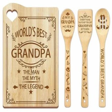 For Grandpa Cutting Board Set Bamboo Chopping Board EcoFriendly Chef FathersDay Gifts Male Brother Anniversary Christmas Kitchen Present