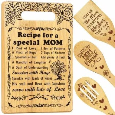 For Mom Cutting Board Set Bamboo Chopping Board EcoFriendly Chef Mothers Day Gifts Female Sister Anniversary Christmas Kitchen Present