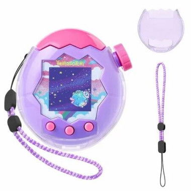 For Tamagotchi Paradise Clear Case with Lanyard,Body and Screen Guard for Tamagotchi Paradise Accessories,Transparent Hard Display Box (No Device/Film)