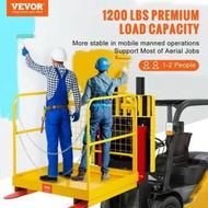 Detailed information about the product Forklift Safety Cage Forklift Man Basket 1200lbs Capacity 36'' x 36'' Foldable Forklift Work Platform for 1-2 People with Double-Chain Guardrail & Drain