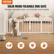 Detailed information about the product Free Standing Dog Gate, 24' H x 80.3' W Freestanding Pet Gate, 4 Panels Foldable Dog Gate for Wide and Narrow Passageways, Expandable Dog Barrier with Silent Foot Support for Indoor, White