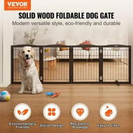 Detailed information about the product Free Standing Dog Gate 32x96.5 inch Freestanding Pet Gate Foldable Brown