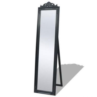 Free-Standing Mirror Baroque Style 160x40 Cm Black