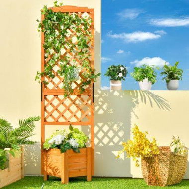 Free-standing Raised Garden Bed With Trellis For Indoor And Outdoor Planting.