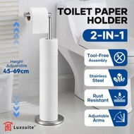 Detailed information about the product Free Standing Toilet Paper Holder Adjustable Bathroom Organiser Spare Tissue Roll Storage Reserve Floor Stand Pole Dispenser Stainless Steel Rack 69cm