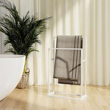 Freestanding Towel Rack White 48x24x78.5 cm Iron