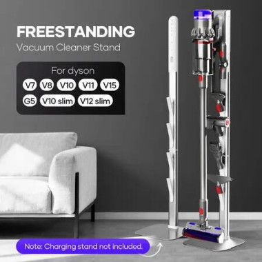 Freestanding Vacuum Cleaner Stand Rack Hook Dyson V7 V8 V10 V11 V12 V15 G5 Detect Slim Cordless Stick Cleaning Attachment Storage Holder Metal Base
