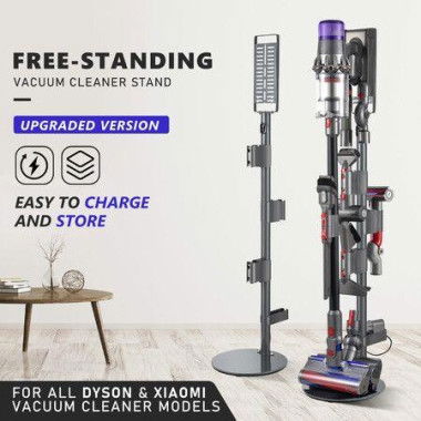 Freestanding Vacuum Stand Cordless Cleaner Storage Rack Holder Metal Organizer Accessories Organiser Bracket for Dyson Xiaomi Models Grey