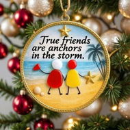 Detailed information about the product Friendship Ornaments for Women Friends, 2D Flat Keepsake Pendant Sea Glass Friend Ornaments for Christmas Tree Decor