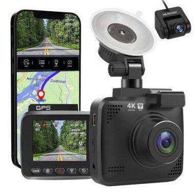 Front 2K And Rear 1080P Dash Cam Built In WiFi GPS Car Dashboard Camera Recorder 170 Degree Wide Angle WDR Night Vision