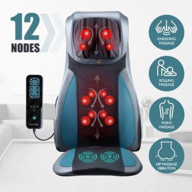 Full Body Massage Cushion Shiatsu Neck Back Massager Chair Pad Car Massaging Seat-Blue