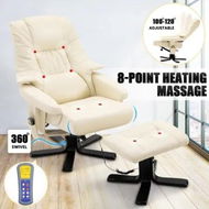 Detailed information about the product Full Body Massage Recliner Chair 8 Point Heated Office Chair Beige