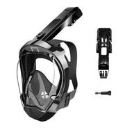 Detailed information about the product Full Face Snorkel Mask for Women Men with Dry Top System 180 Degree Panoramic View Snorkeling Gear with Camera Mount Black L/XL