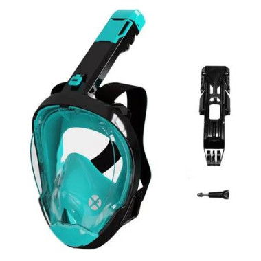 Full Face Snorkel Mask for Women Men with Dry Top System 180 Degree Panoramic View Snorkeling Gear with Camera Mount Green L/XL