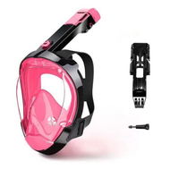 Detailed information about the product Full Face Snorkel Mask for Women Men with Dry Top System 180 Degree Panoramic View Snorkeling Gear with Camera Mount Pink S/M