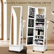 Detailed information about the product Full Length Floor Mirror Jewellery Cabinet Armoire Organiser Storage Shelf Free Standing Box Vanity Makeup Dressing with Wheels LED Lights 40x37x160cm