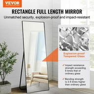 Detailed information about the product Full Length Mirror 1800x785 mm Extra Large Standing Hanging or Leaning Rectangle Floor Tempered Mirror with Stand Aluminum Alloy Frame Mirror Black