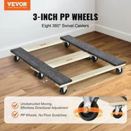 Detailed information about the product Furniture Dolly 454kg Each Load Capacity 2 Packs 457.2x762mm 8x76mm PP Swivel Casters Heavy Duty Hardwood Furniture Moving Dolly Mover's Dolly Moving Cart