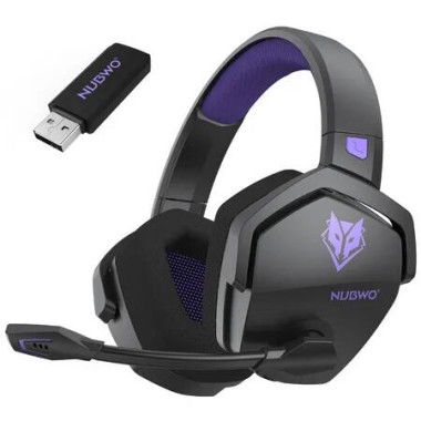 G06 Dual Wireless Gaming Headset with Microphone for PS5, PS4, PC, Low Latency Audio, 40-Hour of Playtime, 50mm Drivers (Black-Purple)