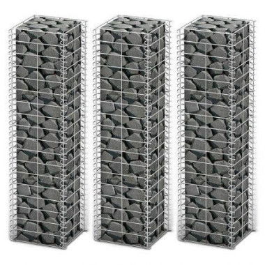 Gabion Set 3 Pcs Galvanised Wire 25x25x100 Cm