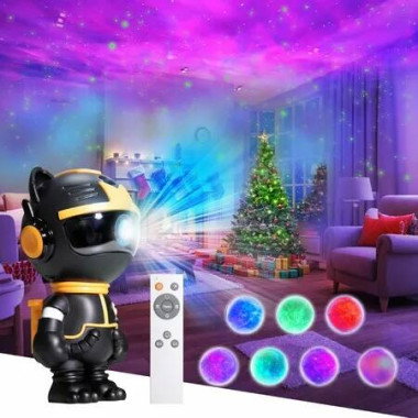 Galaxy Star Projector for Bedroom, Robot Astronaut Nebula Ceiling LED Lamp with Remote Control, Night Light for Home Decor Black