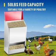 Detailed information about the product Galvanized Poultry Feeder Chicken Feeder No Waste 50 lbs Metal Feeder