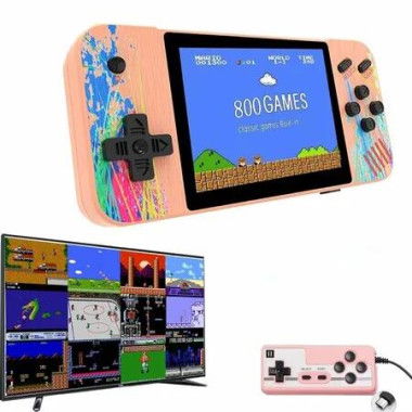 Gameboy Handheld Game Console Retro Gaming Console Preloaded 800 Classical Games Portable Gaming Player with 3.5In LCD Screen,Mini Arcade Electronic Toy Gifts (Pink)