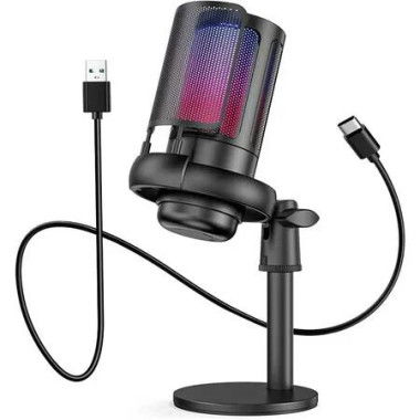 Gaming Microphone, USB PC Mic for Podcasts Videos, Streaming, Condenser Mic with Quick Mute, Compatible with PS4, 5, PC