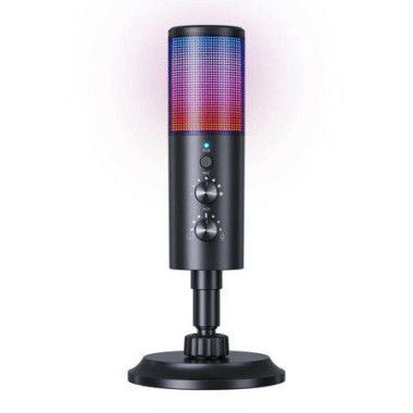 Gaming USB Microphone Streaming RGB Podcast With Gain Knob Light Control Mute Button For PC Mac PS5 Phones