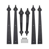 Detailed information about the product Garage Door Hardware Kit Decorative Carriage House Accents Black Steel Dummy Hinges Handles Screw Mount Barn Decor Set