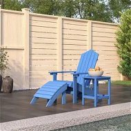 Detailed information about the product Garden Adirondack Chair with Footstool & Table HDPE Aqua Blue