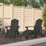 Detailed information about the product Garden Adirondack Chairs 2 pcs with Footstools HDPE Anthracite