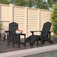 Detailed information about the product Garden Adirondack Chairs with Footstool & Table HDPE Anthracite