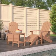 Detailed information about the product Garden Adirondack Chairs with Footstool & Table HDPE Brown