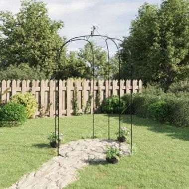 Garden Arch Black Ã˜180x255 cm Steel