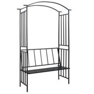 Detailed information about the product Garden Arch With Bench Black 128x50x207 Cm Iron