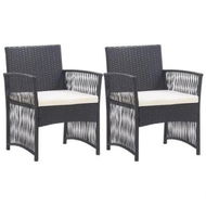Detailed information about the product Garden Armchairs with Cushions 2 pcs Black Poly Rattan
