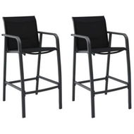 Detailed information about the product Garden Bar Chairs 2 Pcs Black Textilene