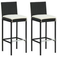 Detailed information about the product Garden Bar Stools With Cushions 2 Pcs Black Poly Rattan